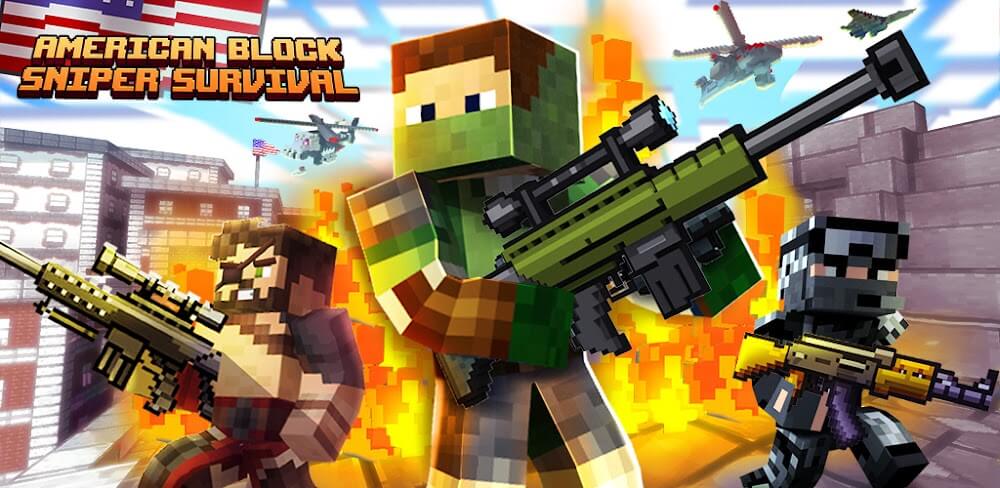 American Block Sniper Survival v1.146 MOD APK (God Mode/Dumb Enemy)