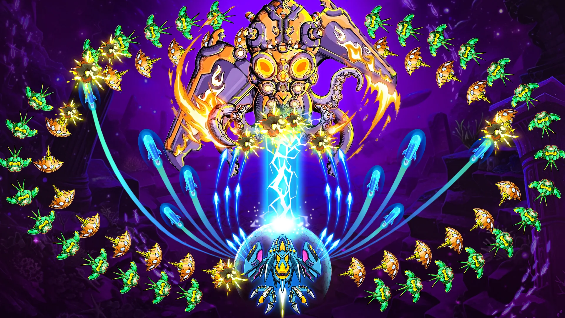 Atlantis: Alien Space Shooter MOD APK V9.61.038 (Lots of Diamonds, Free Ad Rewards)