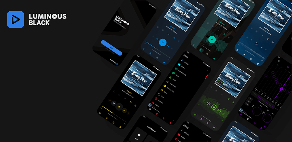 Luminous Black - Poweramp Skin v10.3 93 APK (Paid)