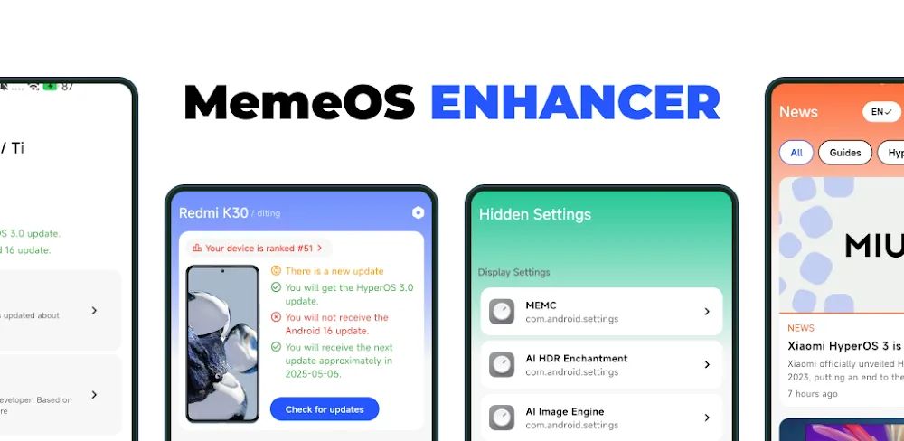 MemeOS Enhancer: OS Updates v5.2.2 MOD APK (Premium Unlocked)