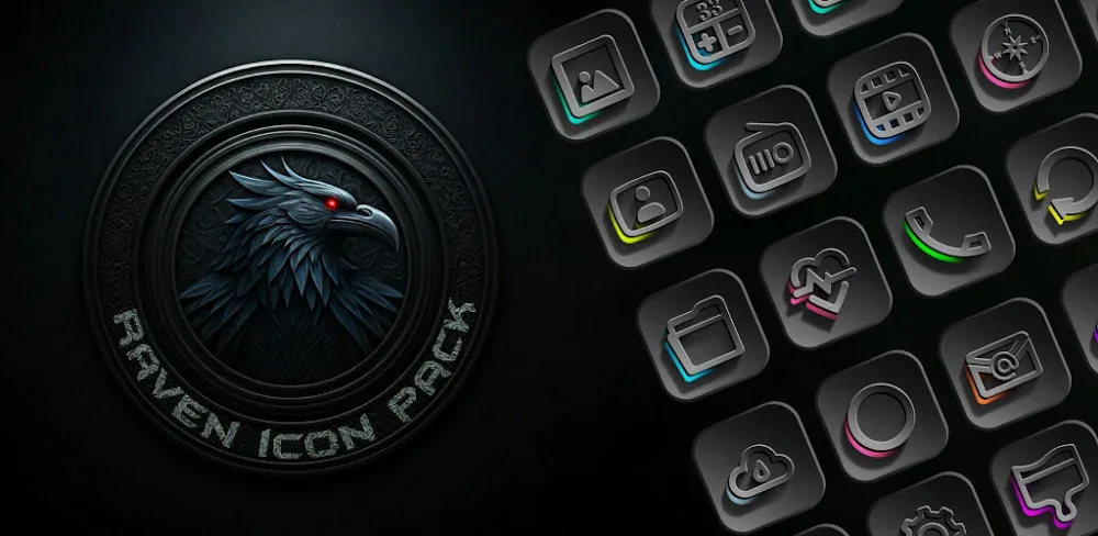 Raven Dark Icon Pack v1.2.4 APK (Full Version)