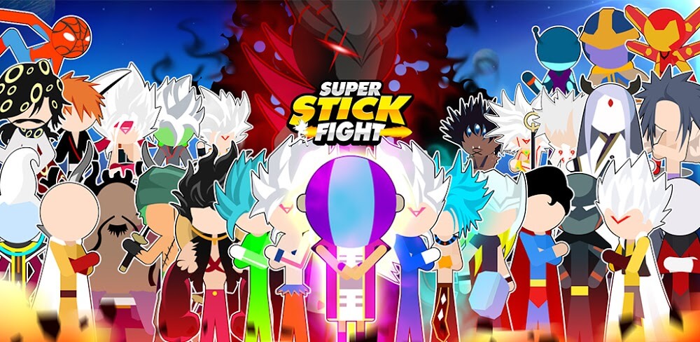 Super Stick Fight AllStar Hero v4.5 MOD APK (One Hit, God Mode, Unlimited Card)