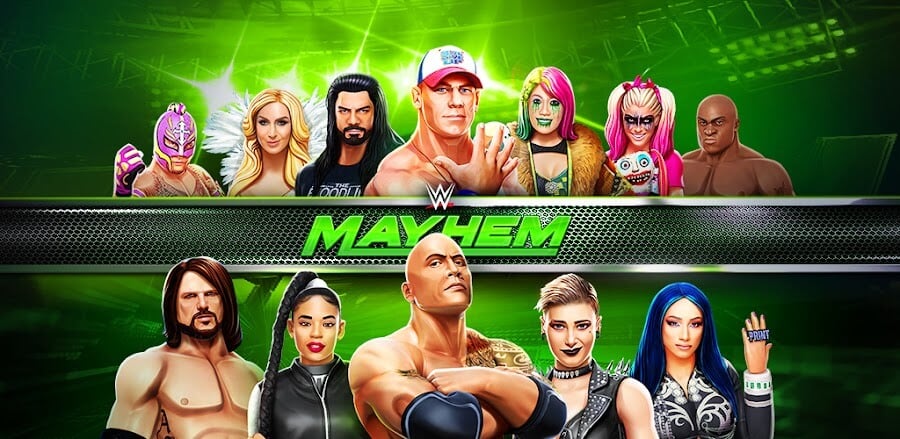 WWE Mayhem v1.98.118 MOD APK (One Hit, God Mode, Money, NoBan)