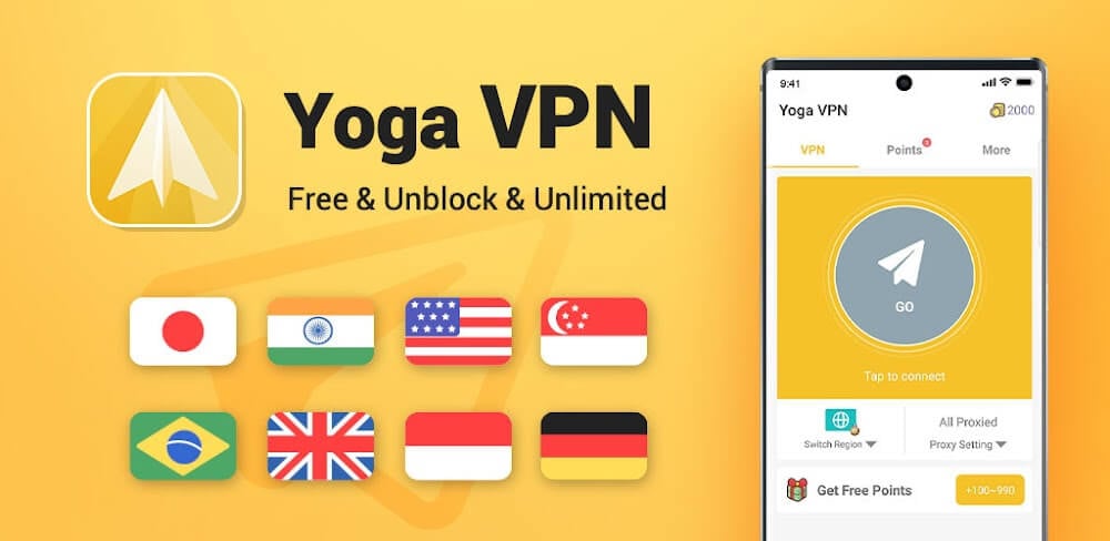 Yoga VPN v8.5.955 MOD APK (Premium, Unlimited Credits)