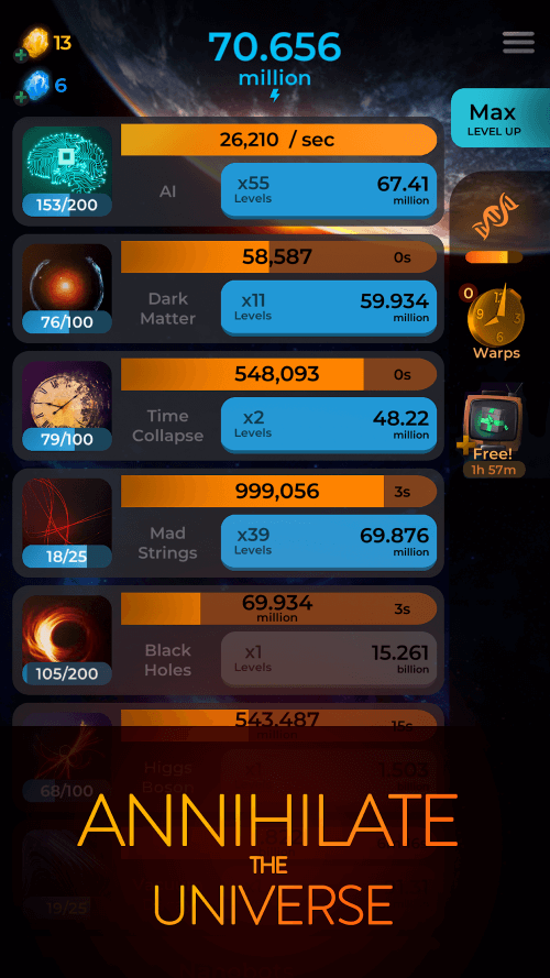 Annihilation: Idle Game v1.0.1228 MOD APK (Free Upgrades)