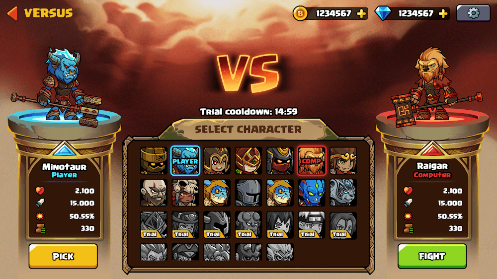 Brawl Fighter v0.3.7 MOD APK (Unlimited Gold/Gems, One Hit)