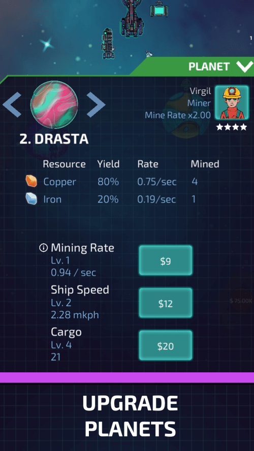 Idle Planet Miner v2.7.9 MOD APK (All Packs Purchased Free, Prestige Credits, DarkMatter)