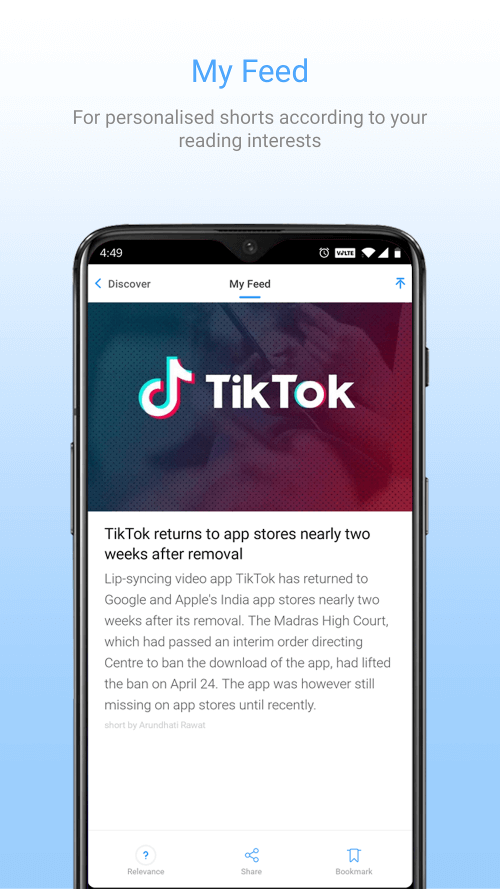 Inshorts v6.12.1 MOD APK (AdFree)
