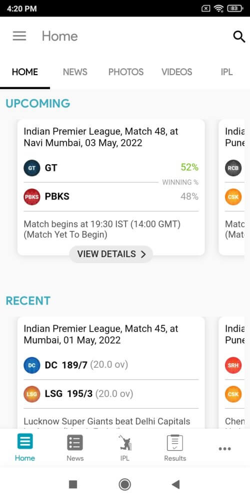 NDTV Cricket v26.02 MOD APK (Premium Unlocked)