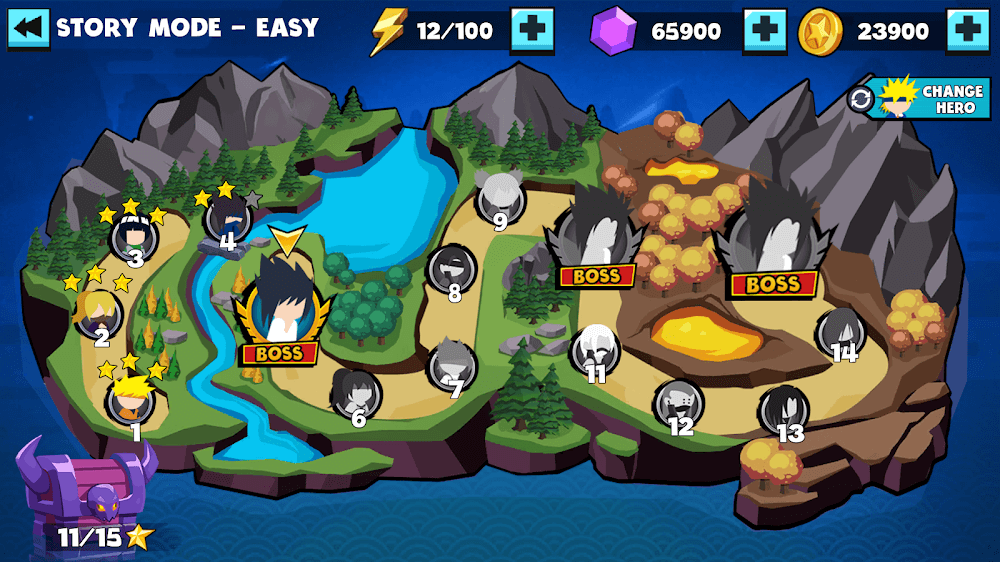 Stickman Shinobi Fighting v7.1 MOD APK (God Mode, No Skill CD, Money)