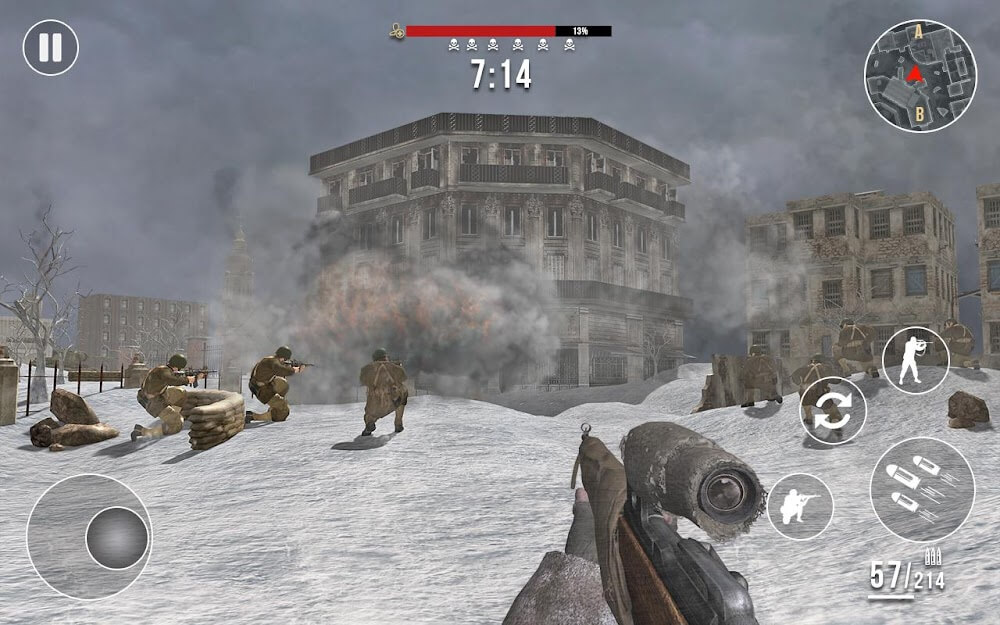 World War 2 Winter Heroes v1.4.3 MOD APK (Dumb Enemy, God Mode)