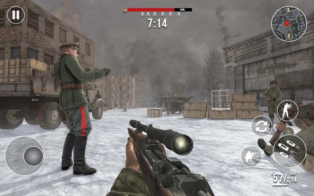 World War 2 Winter Heroes v1.4.3 MOD APK (Dumb Enemy, God Mode)
