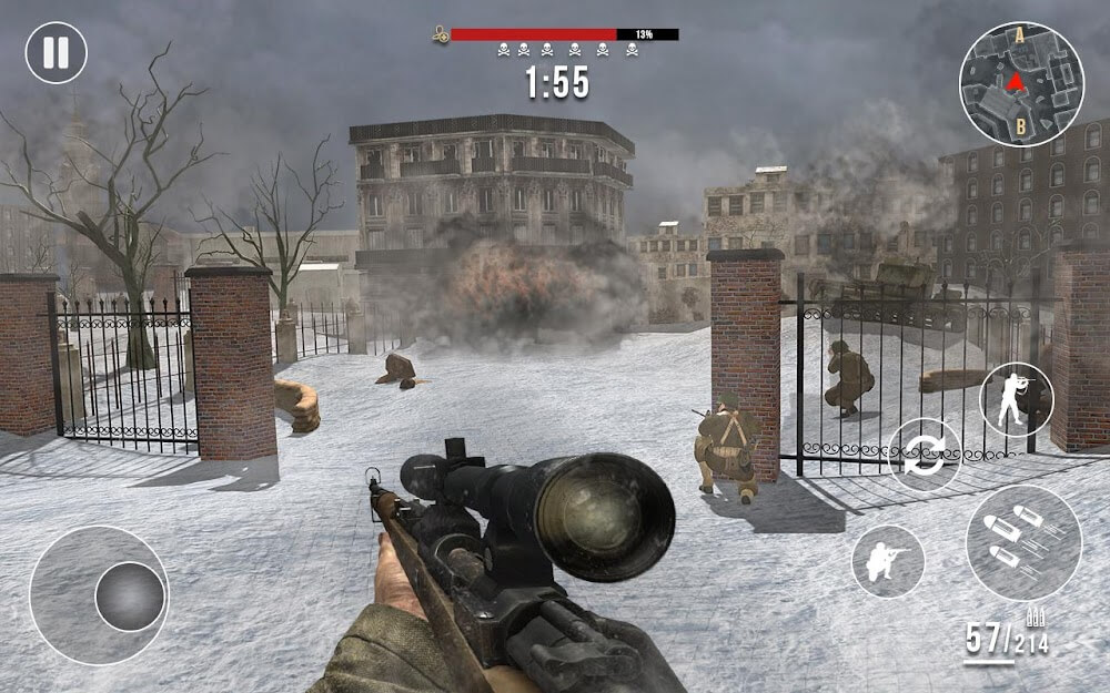 World War 2 Winter Heroes v1.4.3 MOD APK (Dumb Enemy, God Mode)